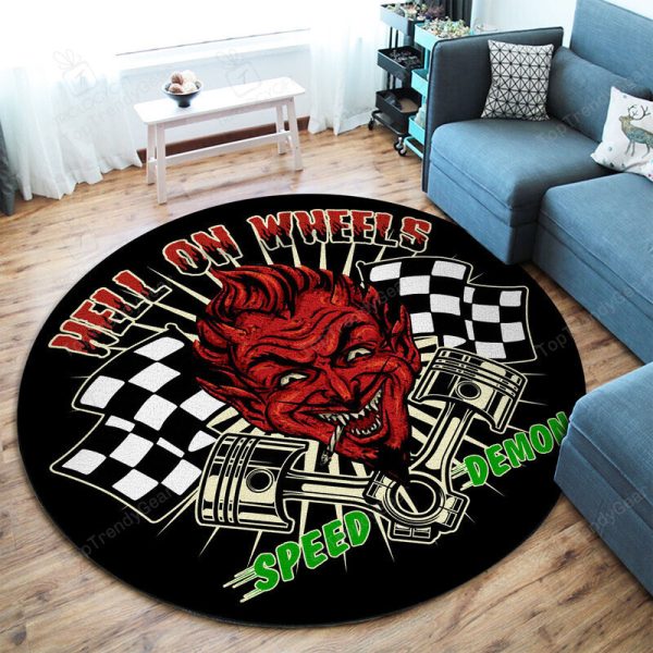 Hell On Wheels Speed Demon Hot Rod Round Mat Round Floor Mat Room Rugs Carpet Outdoor Rug Washable Rugs - Image 2