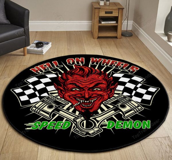 Hell On Wheels Speed Demon Hot Rod Round Mat Round Floor Mat Room Rugs Carpet Outdoor Rug Washable Rugs - Image 3