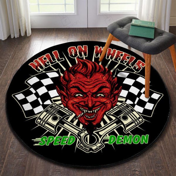 Hell On Wheels Speed Demon Hot Rod Round Mat Round Floor Mat Room Rugs Carpet Outdoor Rug Washable Rugs