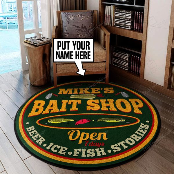 Personalized Bait Shop Beer Ice Fish Stories Round Mat 05344 Living Room Rugs, Bedroom Rugs, Kitchen Rugs - Image 3