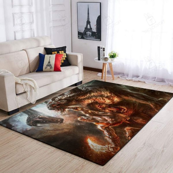 Fighting Kratos In God Of War Game Rectangle Rug Decor Area Rugs For Living Room Bedroom Kitchen Rugs Home Carpet Flooring Rs013505 Print